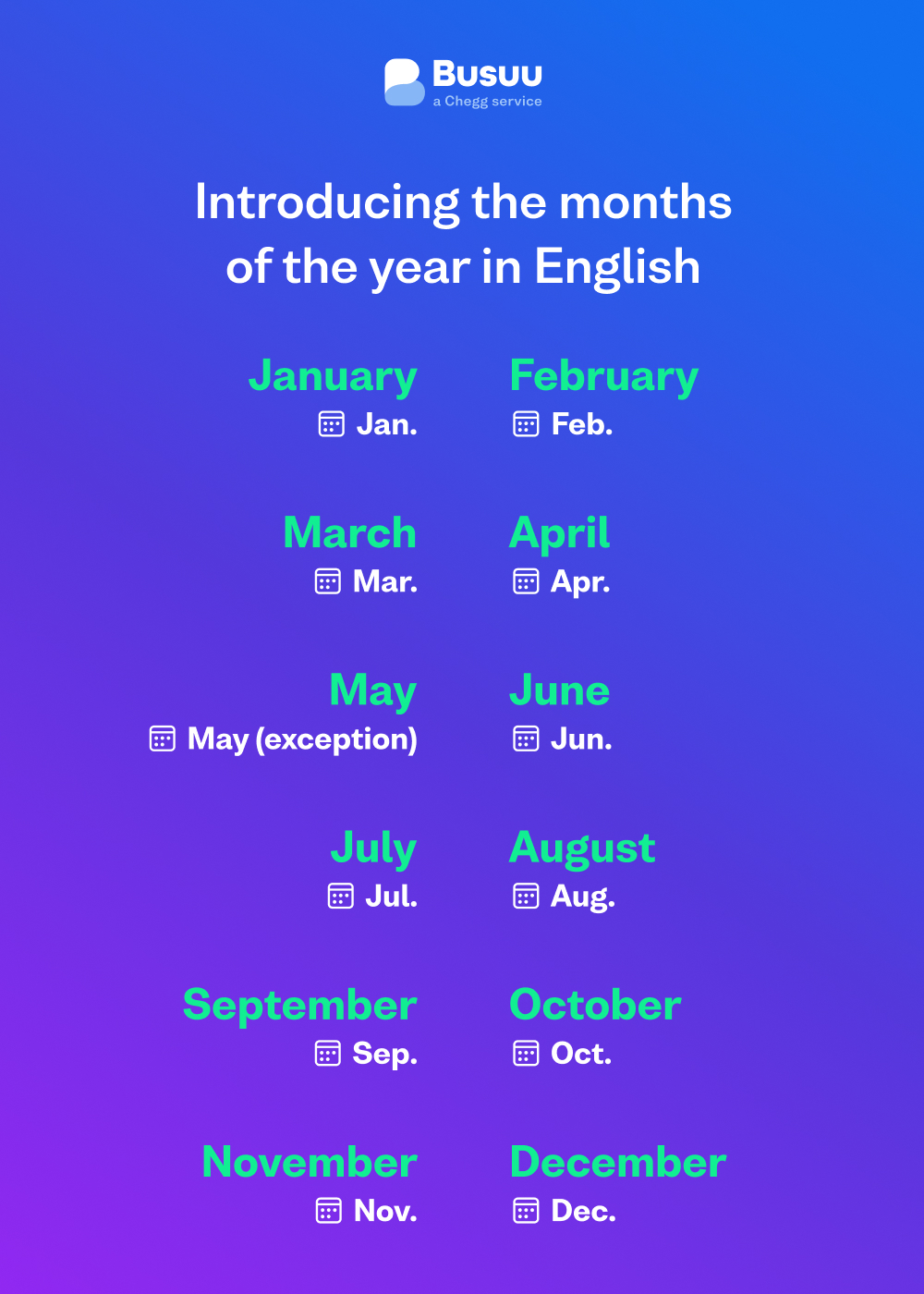 Months of the year in English