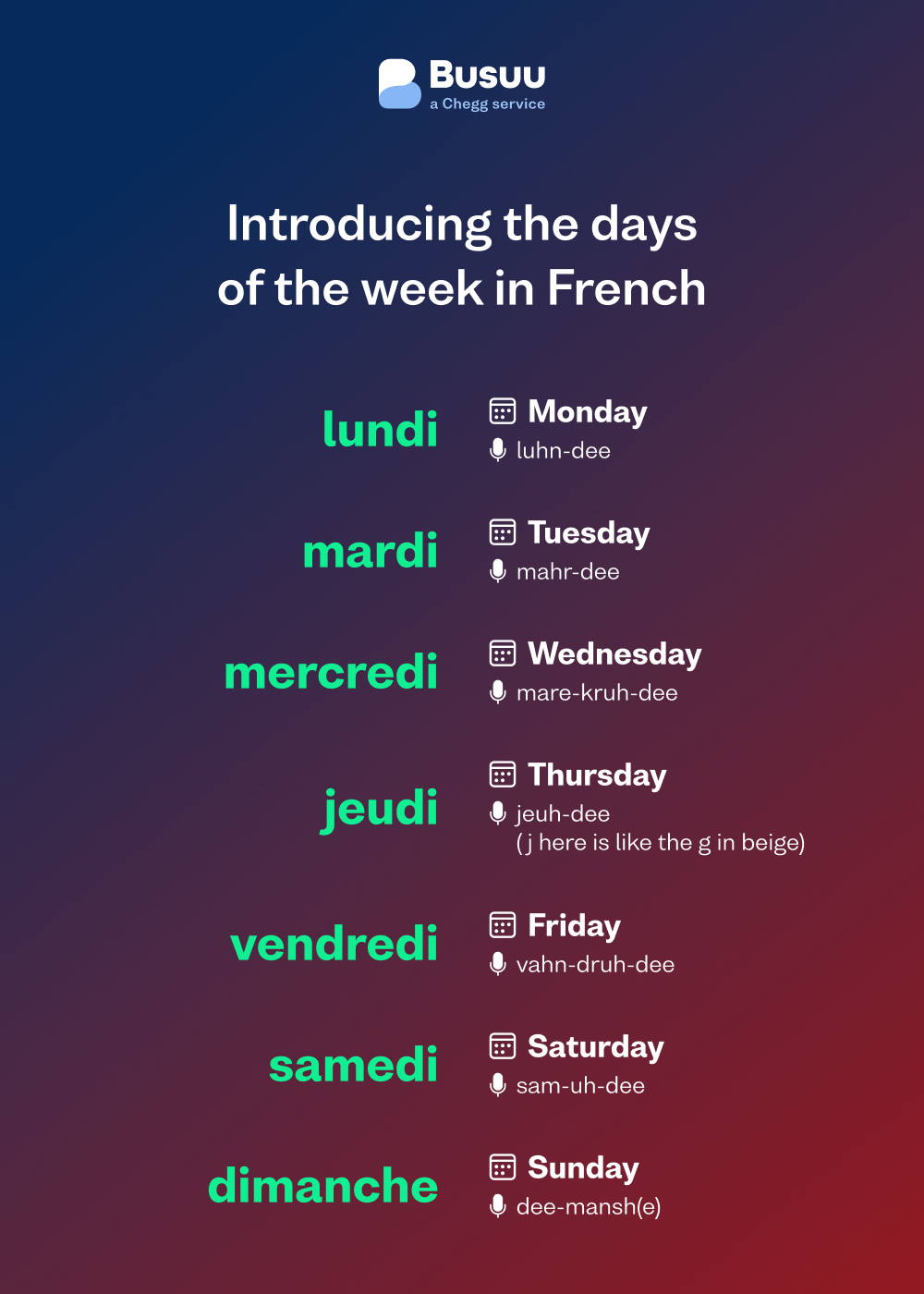 Days of the week in French