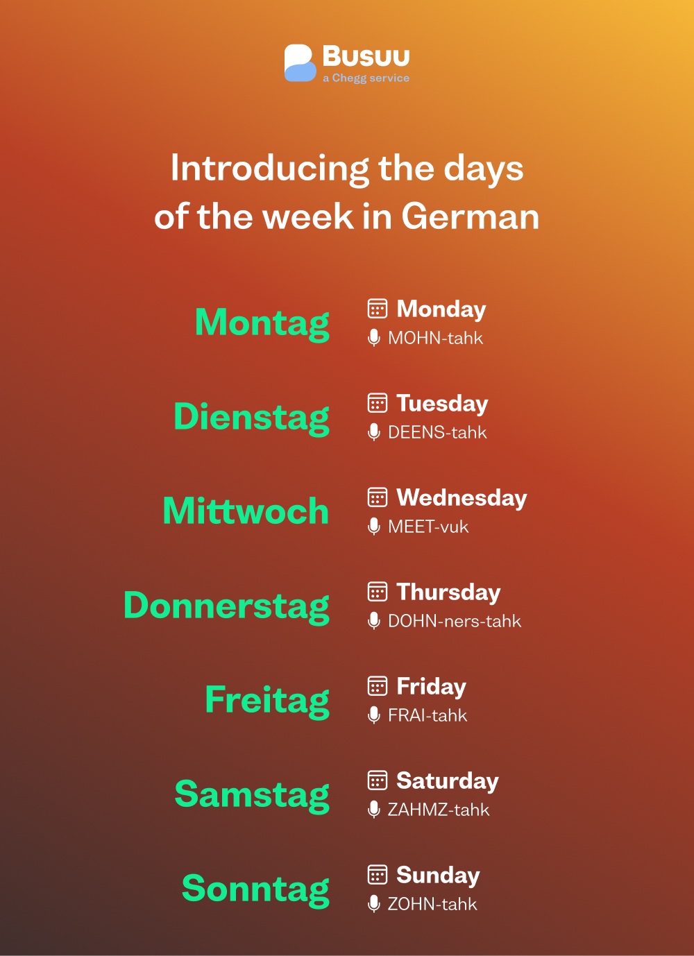 Days of the week in German
