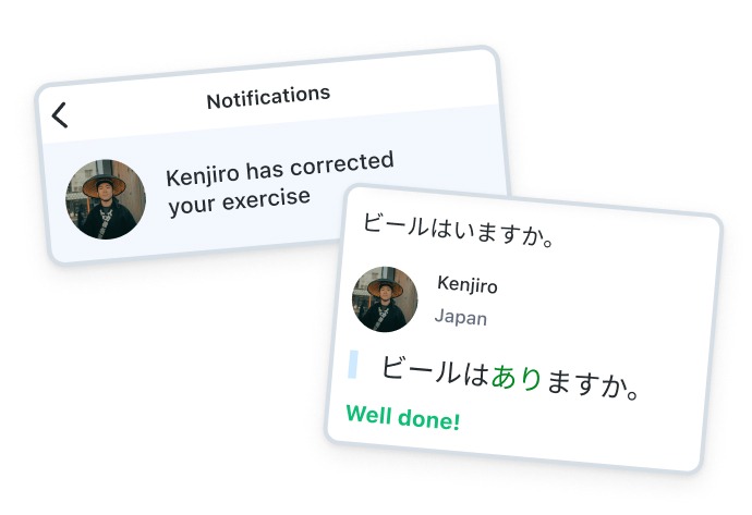 Busuu Japanese exercise correction