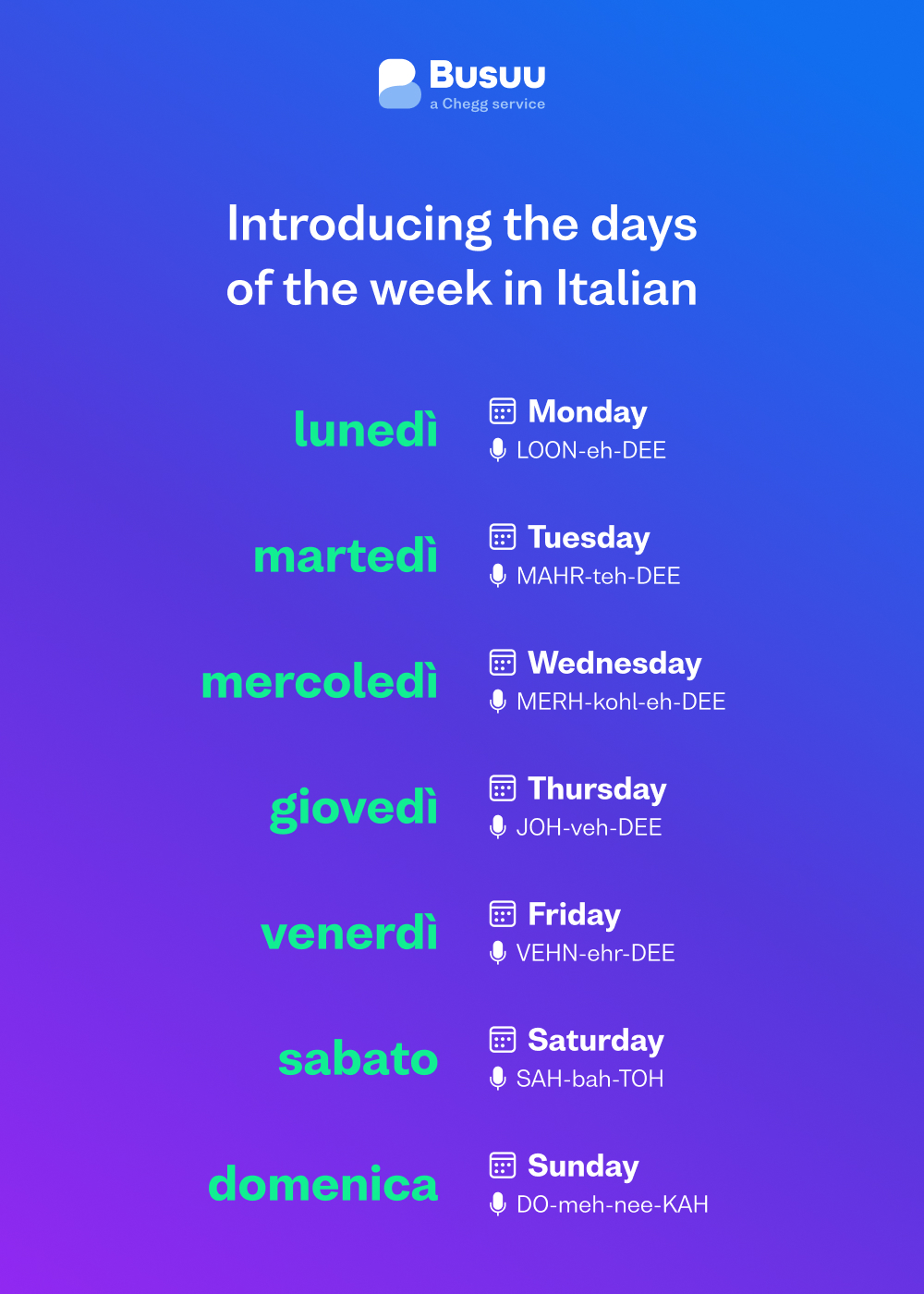 Days of the week in Italian